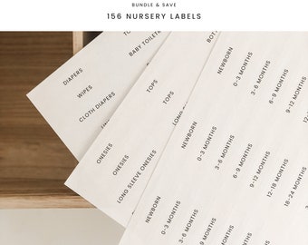 Label Bundle / Baby Size Labels, Baby Essentials Labels, Baby Clothes Organization