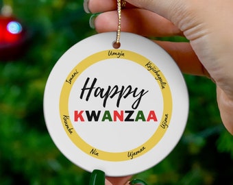 Happy Kwanzaa Ornament, Kwanzaa Holiday Ornament, Friend Ornament, Kwanzaa Ornament, Kwanzaa Gift For Her, Kwanzaa Gift For Him