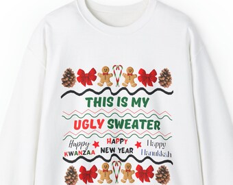 Ugly Holiday Unisex Sweater - New Year Sweater / Kwanzaa Sweater / Hanukkah Sweater / Holiday Gift