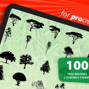 100 Conjunto de pinceles de árboles procreados, Pinceles de árboles detallados, Herramientas de arte botánico, Pinceles de ilustración de la naturaleza, Conjunto de pinceles inspirados en la naturaleza