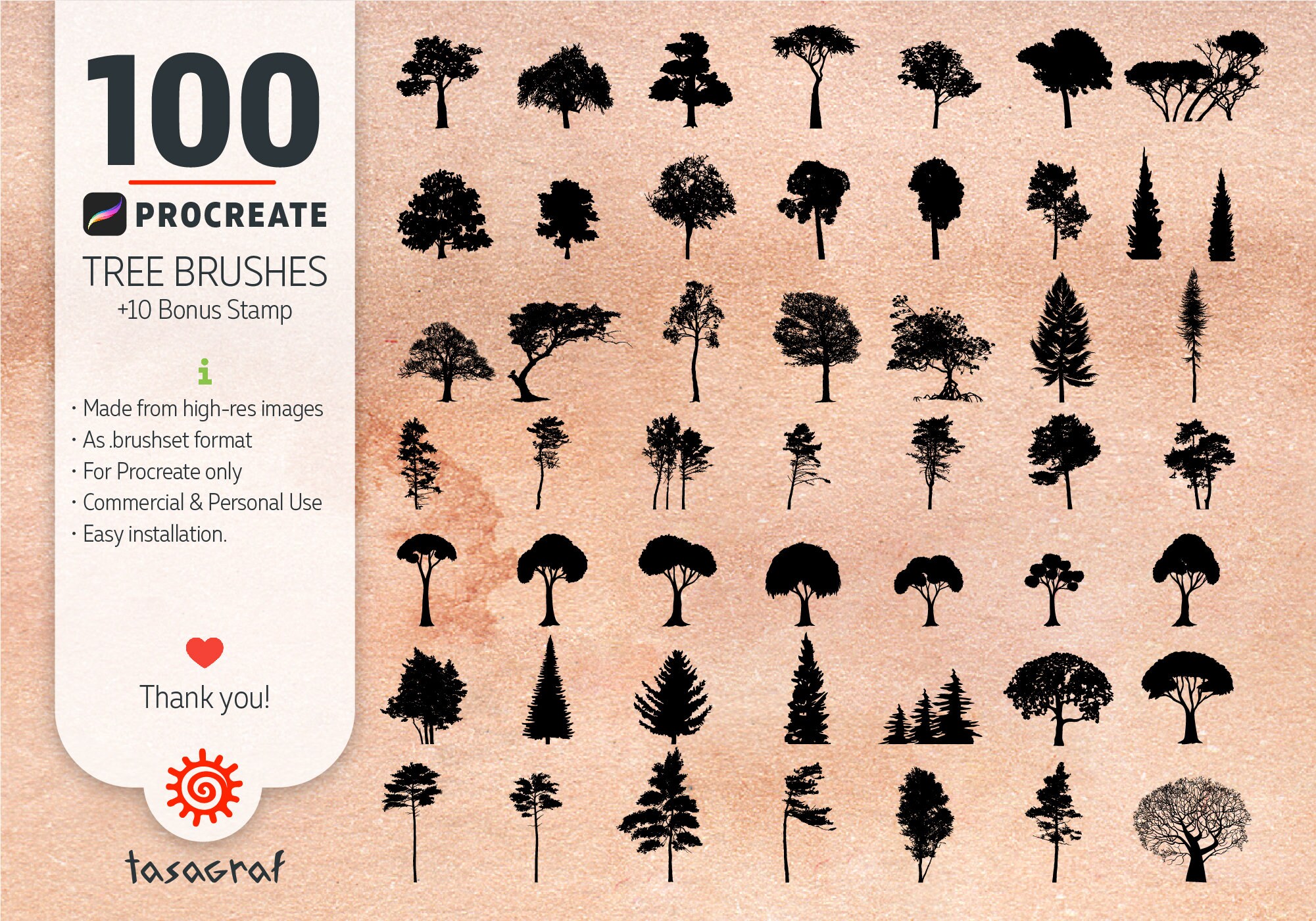 Procreate Tree Brush Set: 100 Botanical Art Tools (digital Download) - Etsy