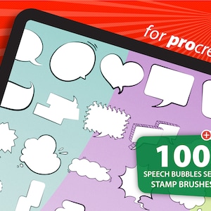 Pakiet 100+20 dymków 1 pędzle do stempli Procreate, różnorodny zestaw stempli anime, łatwy w użyciu zestaw stempli Procreate, stemple procreate