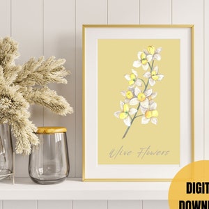 White Olive Cluster Flowers Wall Art Print