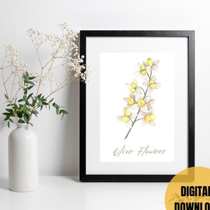 White Olive Cluster Flowers Wall Art Print