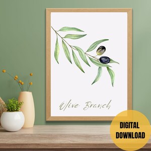 Black Olive Branch Botanical Wall Art Print
