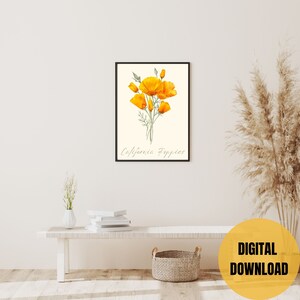 Orange California Poppy Garden Flower Wall Art Print