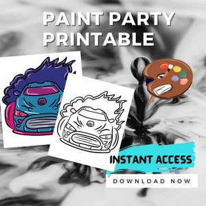 Canvas Printable Hazen Car / Pre Drawn Outline Canvas Bag/ DIY Canvas/ Party/ Paint Kit/ PNG/ paint party/ Art