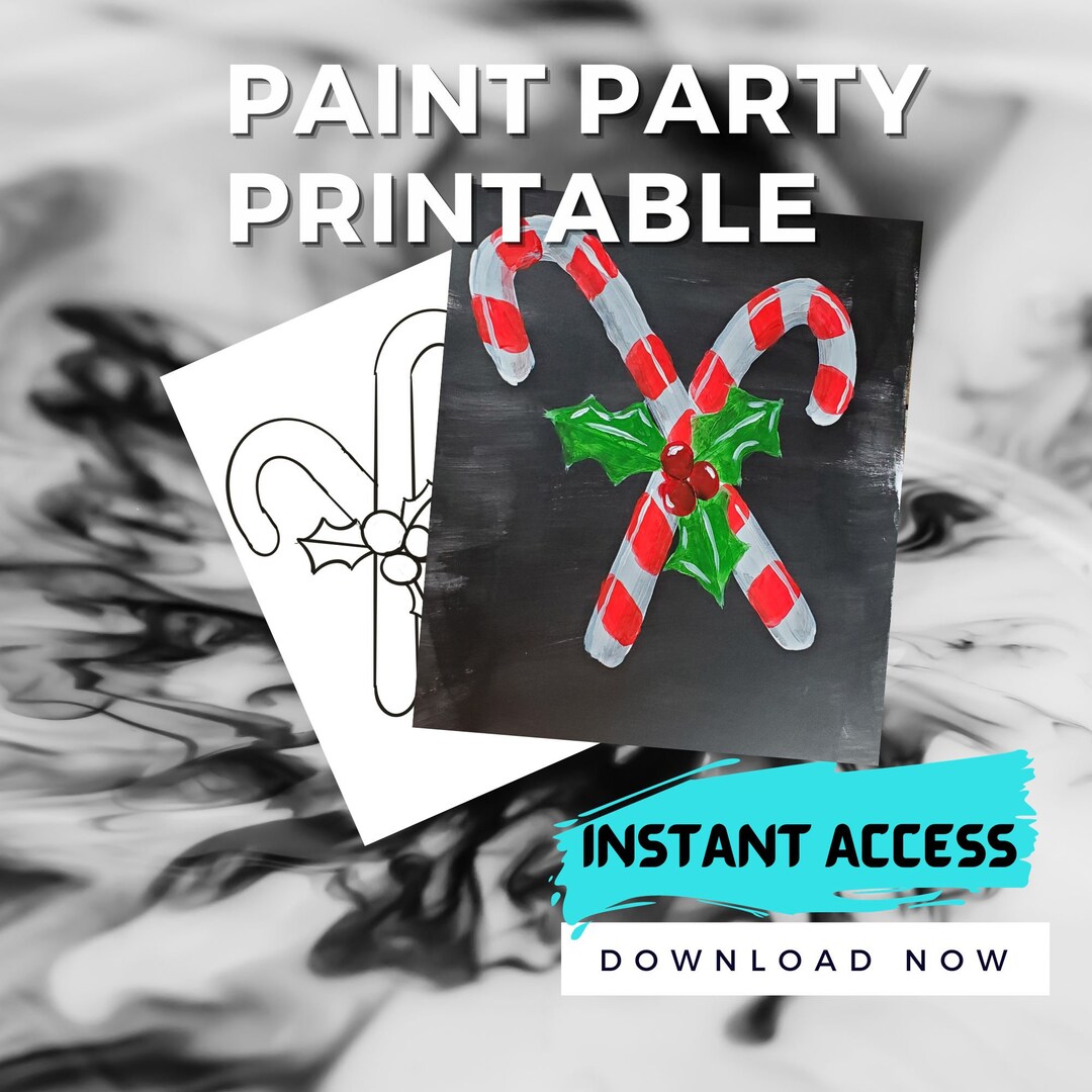 Canvas Printable Candy Cane / Pre Drawn Canvas / DIY Canvas / Party ...