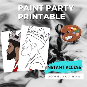 Black King Crown Printable: DIY Paint Party Canvas (Digital Download)