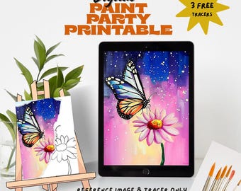 Butterfly Canvas Printable: DIY Paint Party Template (digital download)