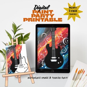 Guitar Paint Party Canvas: DIY Vintage Instrument (Digital Download)