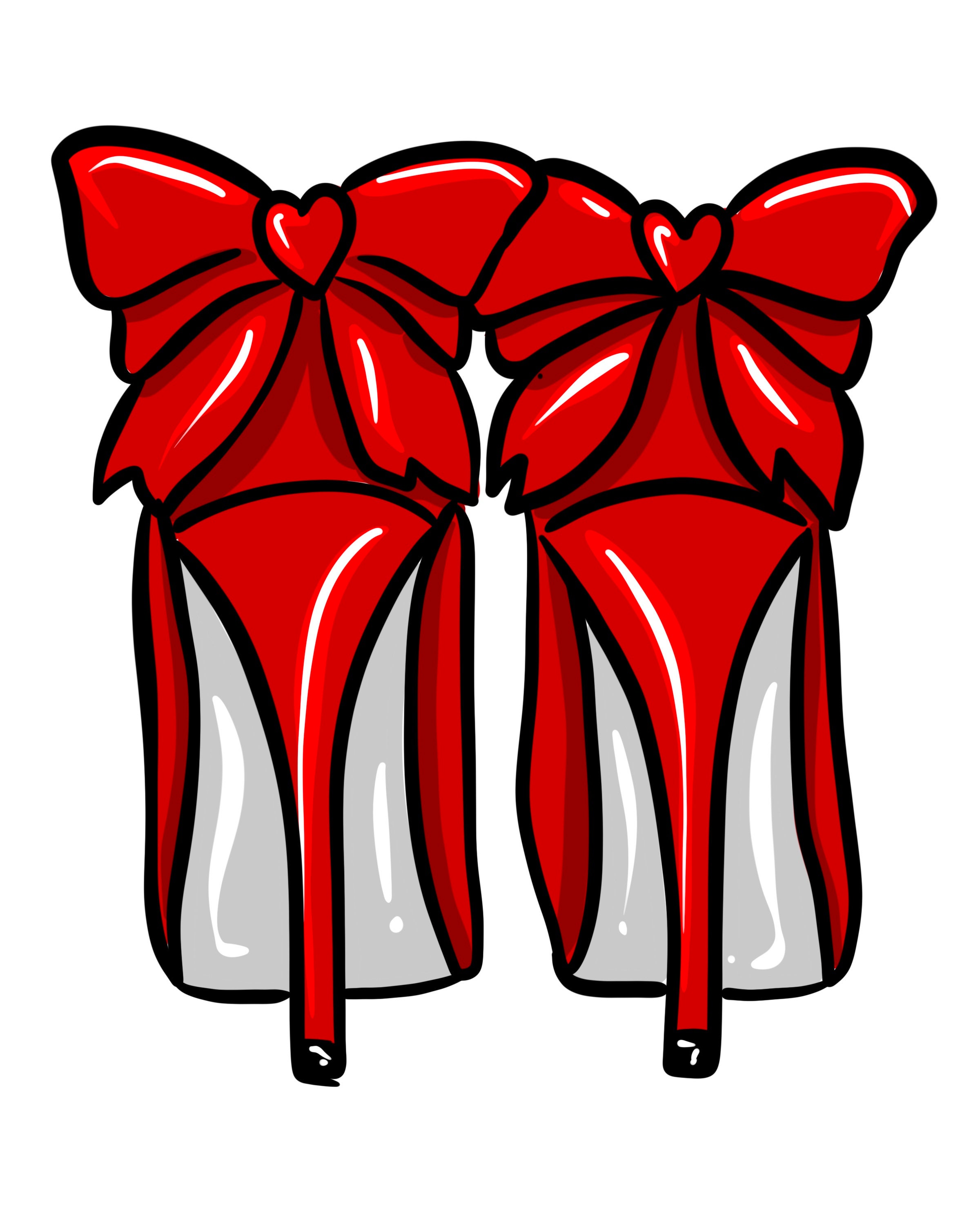 Canvas Printable Heels and Bows/valentine Hearts /pre Drawn Outline ...