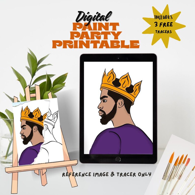 King Diy Erwachsenen Malen Party Printable Bilder Kit, Sip und Paint Vorgezeichnete Png Schablone Design Download Anleitung, Malen auf Leinwand Gliederung Bild 9
