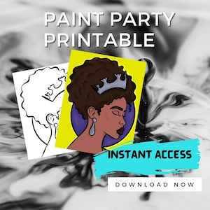 Black Women Paint Party Canvas: Monica Pre-Drawn Outline (Digital Download)