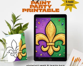 Fleur Da Lis Canvas printable: DIY Paint Party (digital download) girls night out  Mardi Gras Fat Tuesday