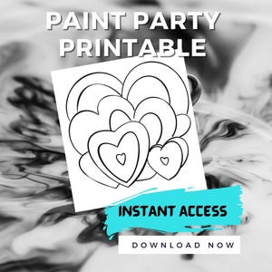 Layered Hearts Canvas Printable: DIY Paint Party Template (PNG/JPEG)