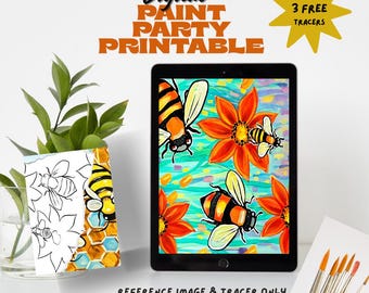 Bumblebee Painting Tracer & Reference Pack | Digital Paint Party download
