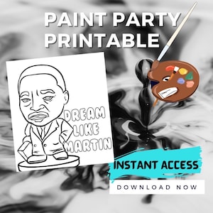 Canvas Printable Black History Martin/ Pre Drawn Outline / DIY Canvas/ Party/ Paint Kit/ PNG SVG /paint party/ digital/ personalized gift