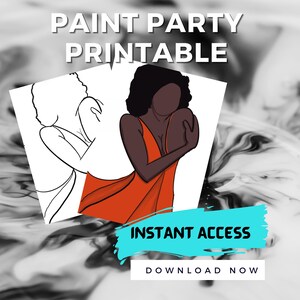 Canvas Printable Black art Self Love/ Pre Drawn Outline / DIY Canvas/ Party/ Paint Kit/ PNG SVG / paint party/ digital/ personalized gift