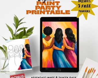 Empowered Woman Paint Party Printable template | Women's History DIY Art
