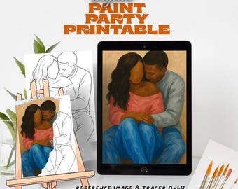 Couples Paint Party Template: DIY Canvas Art, Date Night Design (Digital Download)