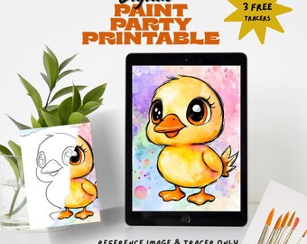 Easter Duck Outline Canvas Prinatable: Paint Party download (PNG SVG) coloring page