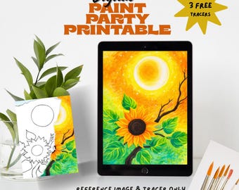 Sunflower yellow Painting Tracer & Reference Pack | Digital Paint Party download