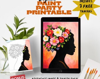 Woman Flower Portrait Painting Template | Women's History DIY Art