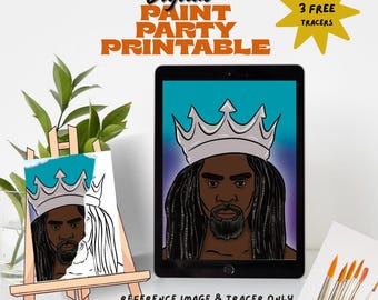 Black King Locks Kröne Leinwand: DIY Paint Party Printable (digitaler Download)