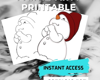 Starry-eyed snowman Digial download / Pre Drawn Canvas / DIY Canvas / Paint Kit / PNG SVG / paint party / printable / personalized gift