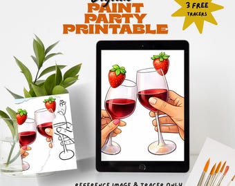 Canvas Printable Toast To Us/ Pre Drawn Outline Canvas Bag/ DIY Canvas/ Party/ Paint Kit/ PNG/ paint party/ Adults