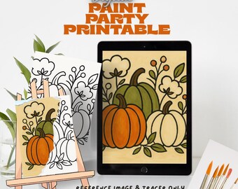 3 Pumpkins Paint Party Printable: Fall Canvas Art Template (Digital Download