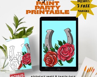 Derby Horseshoe Canvas Printable: DIY Paint Party Template (PNG JPEG)