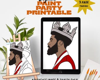 Black King Krone Printable: DIY Paint Party Canvas (Digitaler Download)