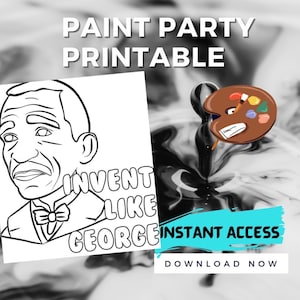 Canvas Printable Black History George/ Pre Drawn Outline / DIY Canvas/ Party/ Paint Kit/ PNG SVG /paint party/ digital/ personalized gift