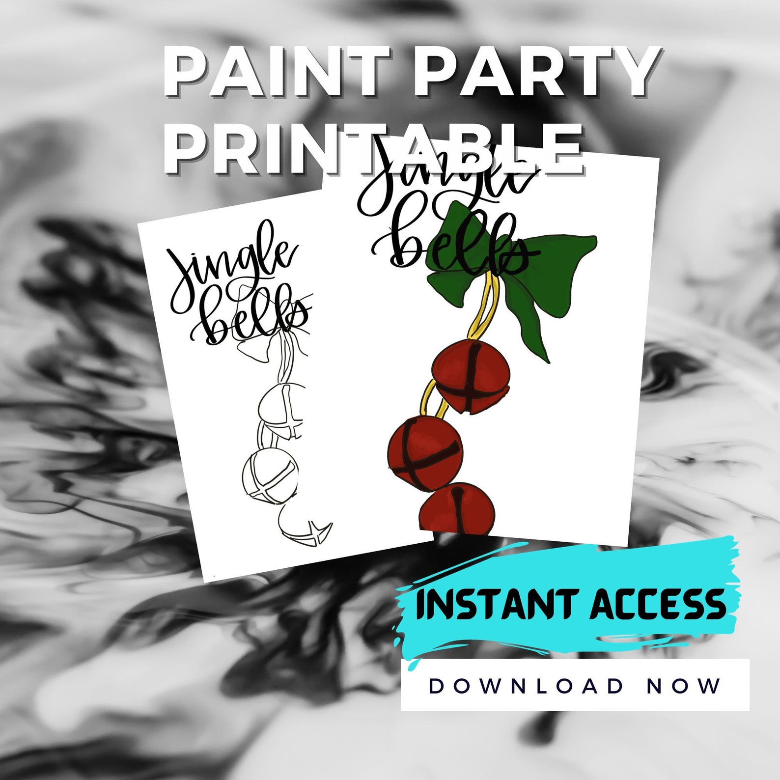 Canvas Printable Jingle Bells / Pre Drawn Canvas / DIY Canvas / Party / Paint Kit / PNG SVG ...