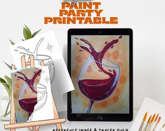 Wine Paint Party Printable: DIY Canvas Art Template (Digital Download)