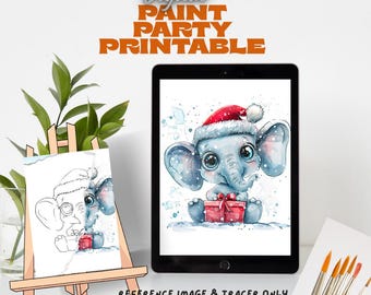 Elephant | Holiday Digital Download Printables | Kids Christmas Crafts | DIY Holiday Activities Wall Art | Christmas Coloring Pages