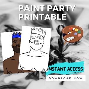 Canvas Printable Black history crown my king/ Pre Drawn Outline/ DIY Canvas/ Paint Kit/ PNG/ jpg /paint party/digital download / Devine 9