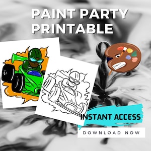 Canvas Printable Speed Racer Car / Pre Drawn Outline Canvas Bag/ DIY Canvas/ Party/ Paint Kit/ PNG/ paint party/ art