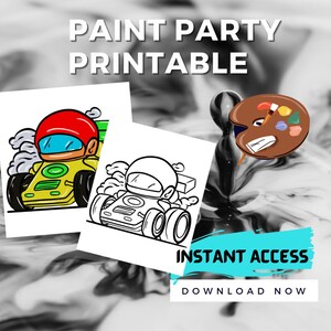 Canvas Printable Color Me Gone Car / Pre Drawn Outline Canvas Bag/ DIY Canvas/ Party/ Paint Kit/ PNG/ paint party/ art