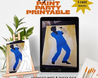 Jazz Saxophone Canvas Printable: DIY Paint Party Template (PNG/JPEG)