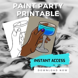 Canvas Printable Cocktails - Wine / Pre Drawn Outline Canvas Bag/ DIY Canvas/ Party/ Paint Kit/ PNG/ paint party/ Adults