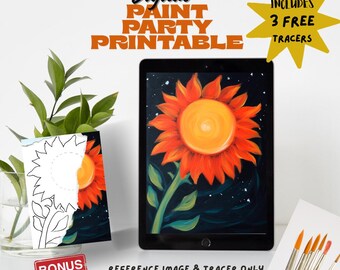 Orange Sunflower Painting Tracer & Reference Pack | Digital Paint Party download