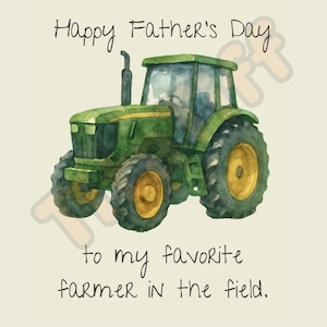 "Zum Vatertag ausdruckbare Traktor Karte für Papa - ""Lieblingsbauer auf dem Feld"" - Geschenk vom Bauernhof - Sofortdownload."