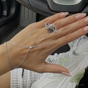 Bracciale a catena in argento, gioielli in acciaio inossidabile, gioielli da mano regolabili minimali, impermeabile, moderno ed elegante