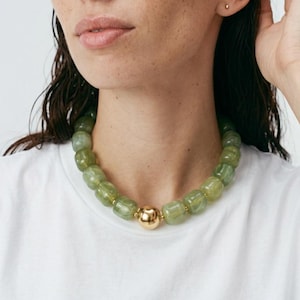 Chunky Resin Beaded Necklace – Colorful Acrylic Statement Necklace – Retro Marbled Jewelry for Women