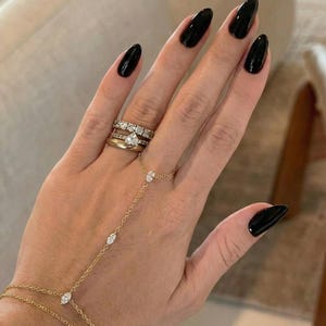 18K Gold Plated Hand Chain Bracelet with Zircon Stones – Dainty Gold Hand Harness – Elegant Minimalist Hand Jewelry