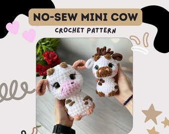 No-Sew Mini Cow - crochet pattern