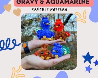 Gravy the turkey & Aquamarine the peacock - crochet pattern!